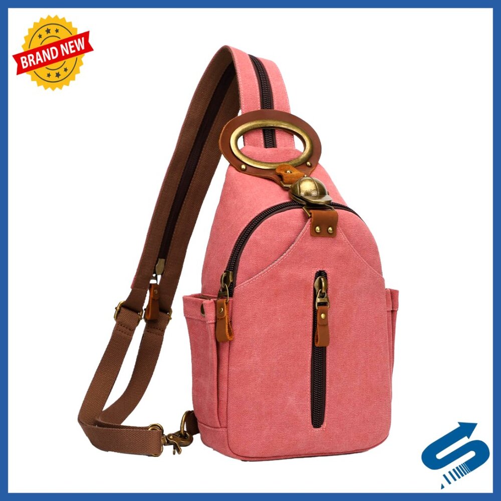 Canvas Sling Bag Convertible Crossbody Backpack Retro Casual Daypack Travel